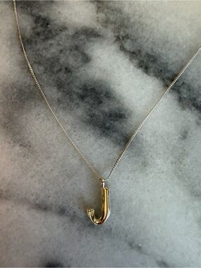 Jenny Bird Gold 'J' Initial Pendant Sterling Silver Necklace